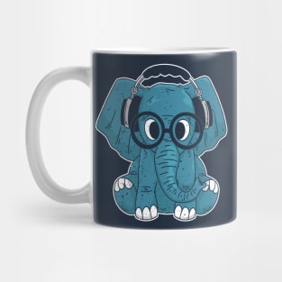 Cute Baby Elephant Listening to Music Mug